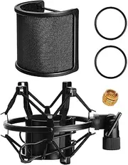 Mic Shock Mount PEMOTech Microphone Shock Mount with Pop Filter for Diameter 46mm-53mm Microphone Such As AT2020 AT2050 AT2035 MXL 440 BM800 Cad U37 RE20 Rode NT1 TLM102