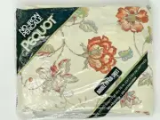 Vintage Pequot No Iron Percale Double Fitted Sheet Floral New Old Stock 56 X 76"