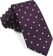 [OTAA] Eggplant Plum Purple with White Polka Dots Skinny Tie Casual Ties for Men - Perfect Neck Tie for Groomsmen Wedding Ties or Formal Occasions - Ideal Gifts for Him