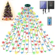 Solar Christmas Tree Lights,Outdoor Christmas Tree Decorations Lights - 400 LED 2M x 16 Lines 8 Modes (Multicolor)