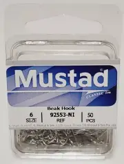 Mustad 92553-NI-6-50 Octopus Silver Steelhead Hook