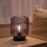 Battery Operated Table Lamp Tabletop Lamp Small LED Night LIght Brown Glass