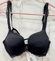 Simone Perele 12J316 Caresse 3D Plunge T-Shirt Black Underwire Bra US Size 32B