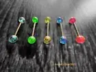14G Surgical Steel UV Acrylic Barbell Body Jewelry Tongue Piercing Nipple Bar