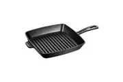 Staub American 26cm Square Enamel Cast Iron Grill Pan Stovetop Cookware Black