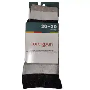 Core-Spun Compression Socks Size XL 20-30Mmhg Moderate Graduated USA White Gray