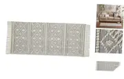Woven Rugs Collection Textured Hand-Loomed with Fringe, Runner, 2'3"x6', Gray