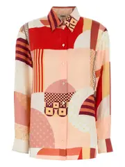 [Fendi] Fendi-Camicia In Seta Stampa Patchwork-Donna 42 IT