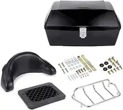 Motorcycle Back top Box case Motorcycle Trunk Rear Storage Box Tail Luggage Trunk Case Toolbox W/Backrest Pad Scooter Motorbike Universal(Black)