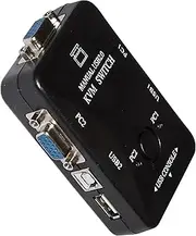 EZONEDEAL 2 in 1 Out HDMI Kvm Switch, 2-Port USB VGA Cable and Push Button Switching Function for PC, Monitor, Printer, Keyboard, Mouse Control