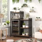 6-Tier Kitchen Bakers Rack, Utility Storage Shelf, Mini Fridge & Microwave Oven