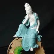 China white porcelain Pottery ceramic handcraft carvings Kwan-yin Guanyin statue