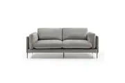 Design Square Fabric 3-Seater Sofa Lounge Couch Padded Cushion Metal Legs Grey