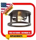2-Light Brown/Oil Rubbed Bronze Iron Rustic Industrial LED Flush Mount