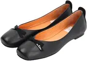 LANVIN en Bleu(ランバン オン ブルー) Lanvin on Blue Pumps, Ribbon Motif Square Toe Cutter Pumps 2850 Women's 2850, Black, 23.5 cm