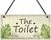 RED OCEAN Shabby Chic Toilet Sign Door Plaque Bathroom Sign Bathroom Accessories Home Decor Plaque