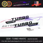 OEM TURBO 4MATIC Fender AMG Emblem Glossy Black Badge Mercedes A35 CLA45 GLA45