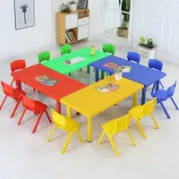 在飛比找ETMall東森購物網優惠-幼兒園桌椅長方形幼兒園桌子塑料長方桌兒童桌椅套裝寶寶課桌椅子