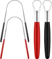 Tongue Cleaner Scraper Set（4 PCS）, Tongue Scrapers for Adults Kids, Easy to U...