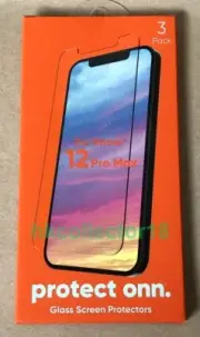 (3 Pack) Onn. Glass Screen Protectors For iPhone 12 Pro Max