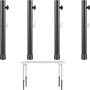 Folding Table Risers, 4Pcs Folding Table Leg Extenders, Table Leg Risers with Fixing Bolts 2/4 Rise Levels Adjustable Table Height Extenders for Folding Tables Straight and Bent Legs(44cm,Black)