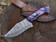 Custom Hand Made 9"Skinning Knife Damascus Blade Bowie Knife W/Sheath _BL-3056