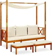 Generic Garden Bench with Canopy and Footrests Solid Acacia Wood,Furniture,Outdoor Furniture,Outdoor Seating,Outdoor Benches