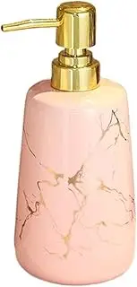 Soap Dispensers Bottle Ceramics Soap Dispenser with Marble Texture Decoration and Golden Pump, Kitchen Bathroom Ceramic Soap Dispenser Refillable Liquid Soap Dispenser Soap Pump Bottle(Pink,Large)