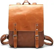 Vegan Leather Backpack Vintage Laptop Bookbag for Women Men,LXY Brown Leather Backpack College School Bookbag Weekend Travel Daypack