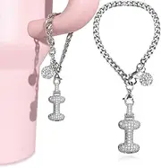 [LUHOHI] Silver Initial Charm for Stanley Cup-Bubble Letter Charms Accessories for Stanley handle 40 Oz Tumblers Cute Keychain
