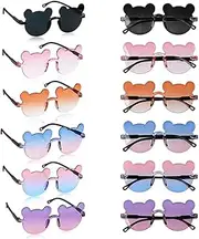 IONPSHG 12 Pack Kids Sunglasses Bear Rimless Kids Sunglasses bulk Fun Gifts Cute Kids Outdoor Beach Sunglasses Girls Boys for Birthday Party Supplies Beach Pool