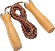 Yardwe Weighted Skipping Rope for Fitness Durable Wooden Handle Cowhide Material for Exercise Warm Up Fat Burning Jump Rope Workout for All Ages Design