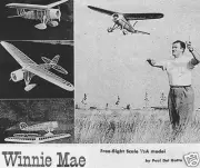 Model Airplane Plans (FF): Winnie Mae 49"ws 1/2A Scale by Paul Del Gatto