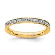 Sterling Silver Stackable & Diamonds Gold-plated Ring Size 5 for Women 2.15gm