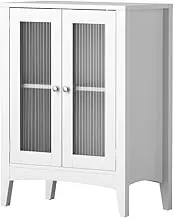 Artiss Bathroom Storage Cabinet 80cm Sideboard Cupboard Toilet Glass Door White