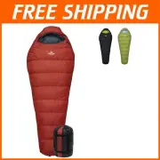 Compact Cold Weather Mummy Sleeping Bag with Anti-Snag Zippers & Secure Pocket