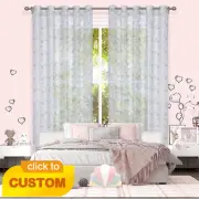 Sheer Eyelet Curtain 220cm Drop Rabbit Print Kids Room Draperies Polyester AU