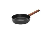 Eco Logic Aluminium Frying Pan Non-Stick Frypan w/Wooden Handle Round 20cm Black