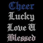 beinkmake Set of 4 Cheer Rhinestone Iron on Hotfix Transfer Lucky Words Bling Iron on Transfers Decal Love U Blessed Sparkly Crystal T-Shirt Transfer for Clothing Bags Hats Pants Decoration DIY Decals