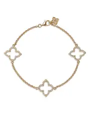 Bloomingdale's Fine Collection Diamond Clover Station Bracelet in 14K Yellow Gold, 0.38 tcw