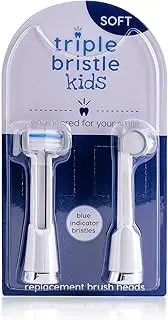 Triple Bristle Best Kids Sonic Toothbrush - Whiter Teeth & Brighter Smile - Rechargeable 31,000 VPM Tooth Brush - Patented 3 Brush Head Design - Perfect Angle Bristles Clean Each Tooth (Brush Heads)