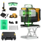 Mustool 4D 16 Line Laser Level Green Beam Automatic Leveling 2 batteries High Precision ±0.3mm/m 500nm Wavelength Profes