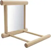 Wooden Bird Cage Mirror with Perch Stand, Interactive Parrot Mirror Toy for Small and Medium Birds, Durable Wood Frame, Ideal Birdcage Accessories for Parrots, Finches, and Budgies