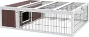i.Pet Rabbit Hutch Large Rabbit Hutch, Bunny Rabbits Coops Wooden Pet House Run Cage Walk in Guinea Pig Ferret Hen, Outdoor Metal Door Roof Weatherproof DIY Farm Habitat