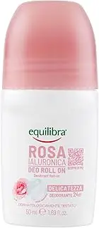 Equilibra Body, Deo Roll On Hyaluronic Rose, Deodorant Roll On Suitable for Sensitive Skin, Deodorant 24H with Anti-Odor Complex, Rose Based and Hyaluronic Acid, 75 ml
