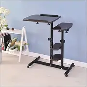 Mobile Overbed Computer Table Overbed Table with Castors, Laptop Table with Wheels, Foldable for Easy Storage, Height-Adjustable Table with Wheels Over Bed