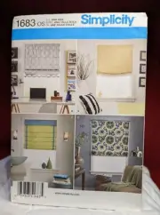 SIMPLICITY PATTERN: 1683, CRAFTS PLEATED SHADE WINDOW TREATMENT, 4 STYLES, NEW