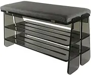 Integrated Acrylic Shoe Rack Seat Bench with Soft Cushion, Entrance/Commercial Long Bench,B