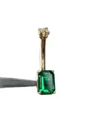 2.1Ct Emerald Lab Created Green Emerald Belly Button Ring 14K Yellow Gold Plated