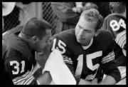 Green Bay Packers Jim Taylor with Quarterback Bart Starr on the be- Old Photo